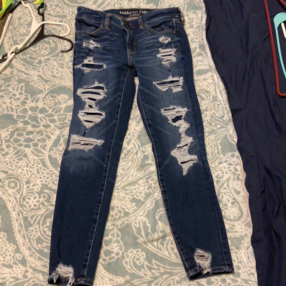 American eagle, patched skinny jeans